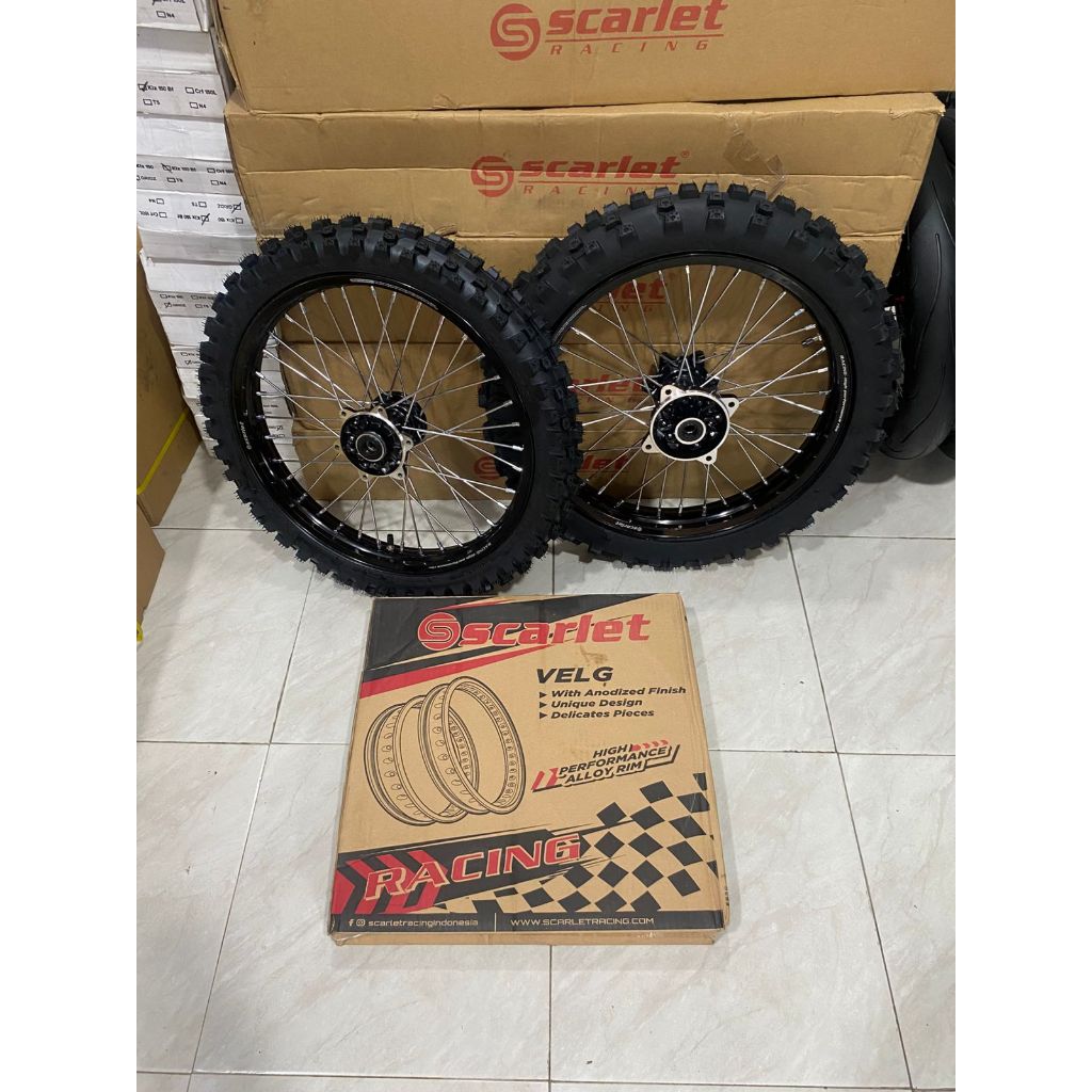 Paket Roda offroad RBT Tromol KLX  Ring 16/17 Velg Scarlet baru Ban Baru