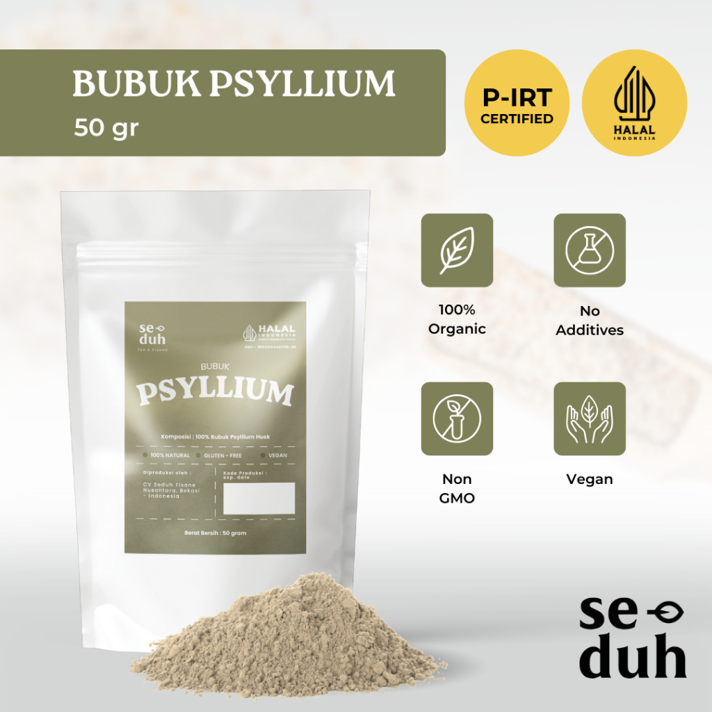 Psyllium Husk COARSE Powder Food Grade / Bubuk Psyllium Husk (Kasar) - 100 gram