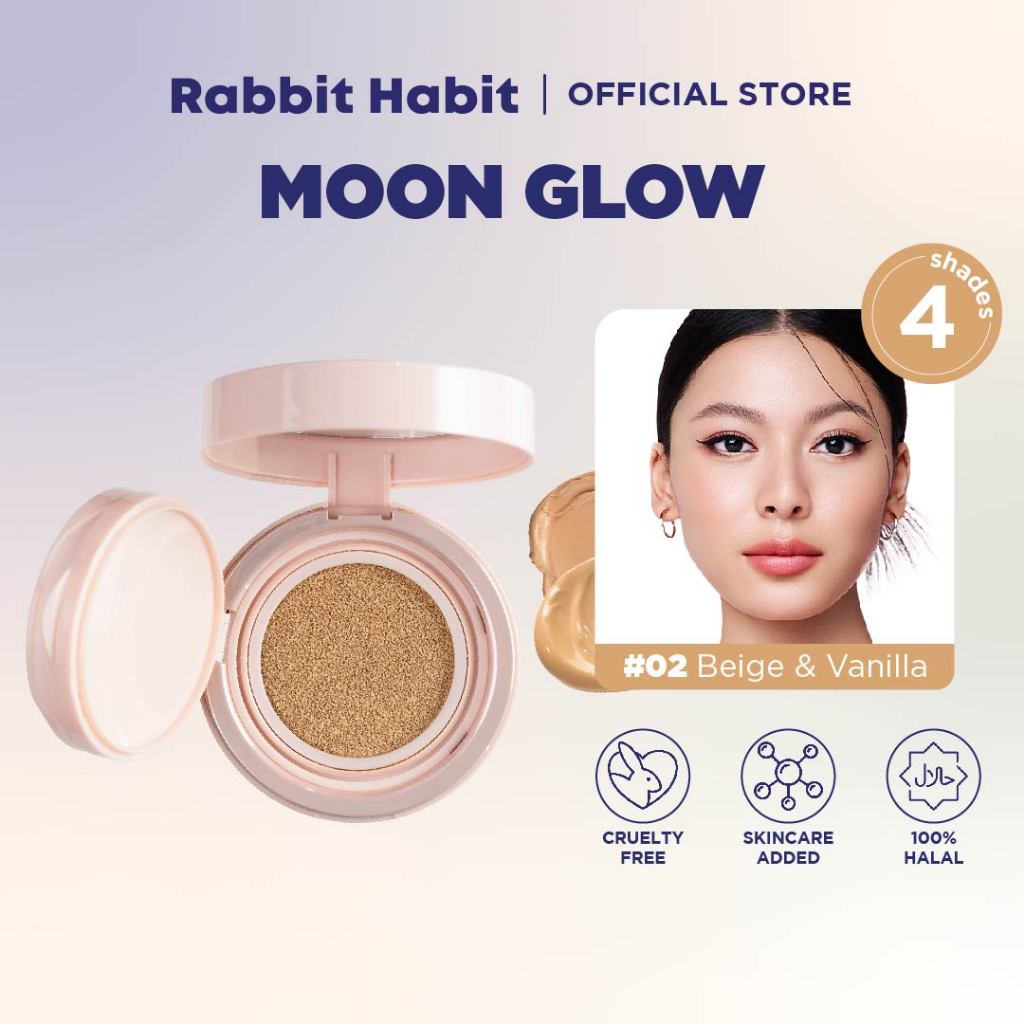 [BUY 1 GET LIP MATTE] Rabbit Habit Moon Glow 02 Beige & Vanilla 2-in-1 Cushion Foundation SPF 50+ PA
