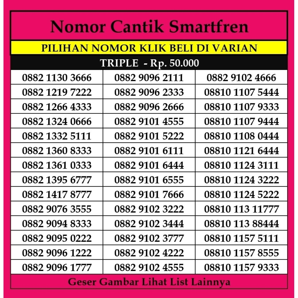 Kartu Perdana Smartfren Nomor Cantik TRIPLE