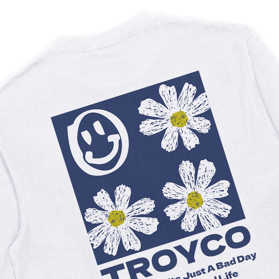 Troy Company Longsleeve Tshirt White Smilling - Kaos Lengan Panjang Putih LS 2826