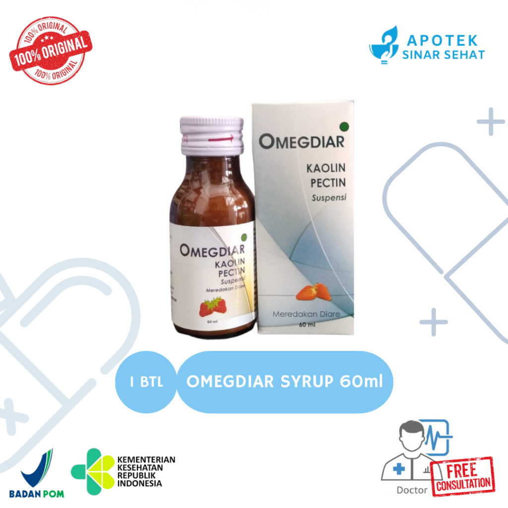 Omegdiar Obat Anti Diare 60ml Mengandung Kaolin & Pektin Syrup Original BPOM
