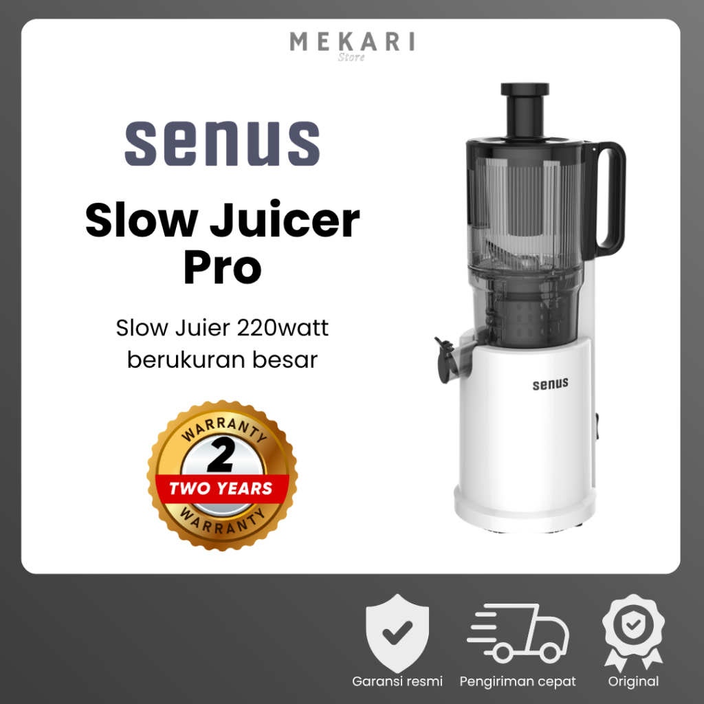 SENUS Slow Juicer Pro | Pengekstrak Buah Tanpa Ampas Ukuran Besar 1400ml 220W