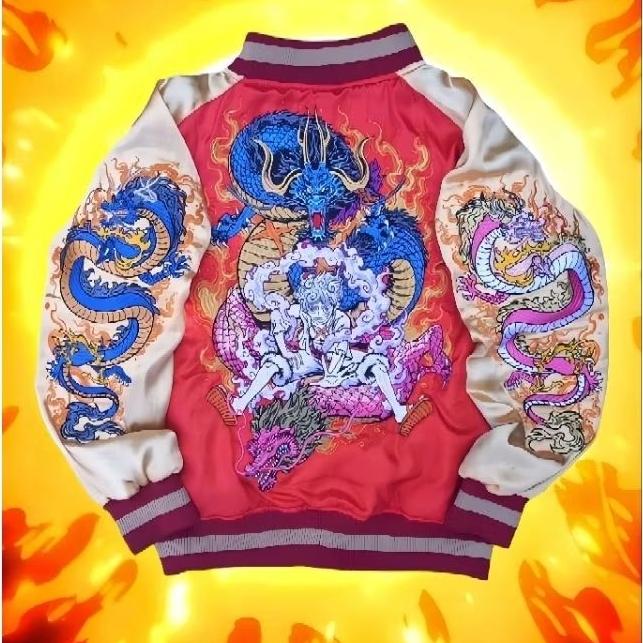 Sukajan Luffy Gear 5 x Kaido x Momonosuke Dragon form Anime One Piece