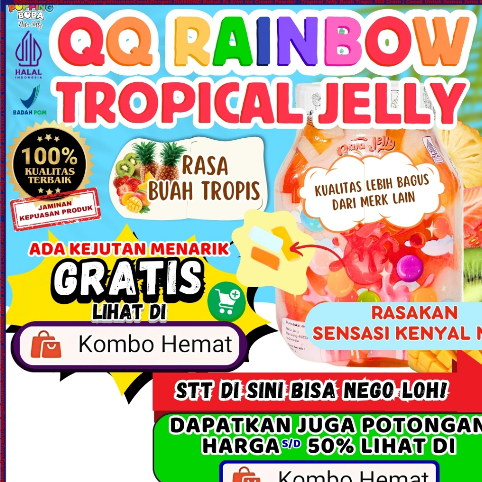 QQRainbowJellyKonyakuToppingMinumanCocokDengan DIAMOND Bubuk Es Krim Ice Cream Powder - Tropical Jel