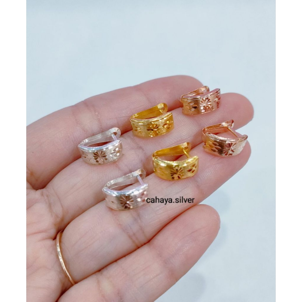 ANTING JEPIT UKIR PERAK ASLI 925 LAPIS EMAS