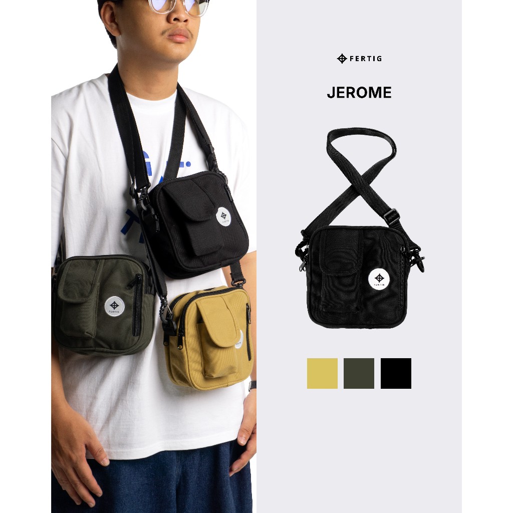 Fertig - Jerome Sling Bag - Tas Selempang Canvas Praktis Untuk Dompet & HP Pria/Wanita