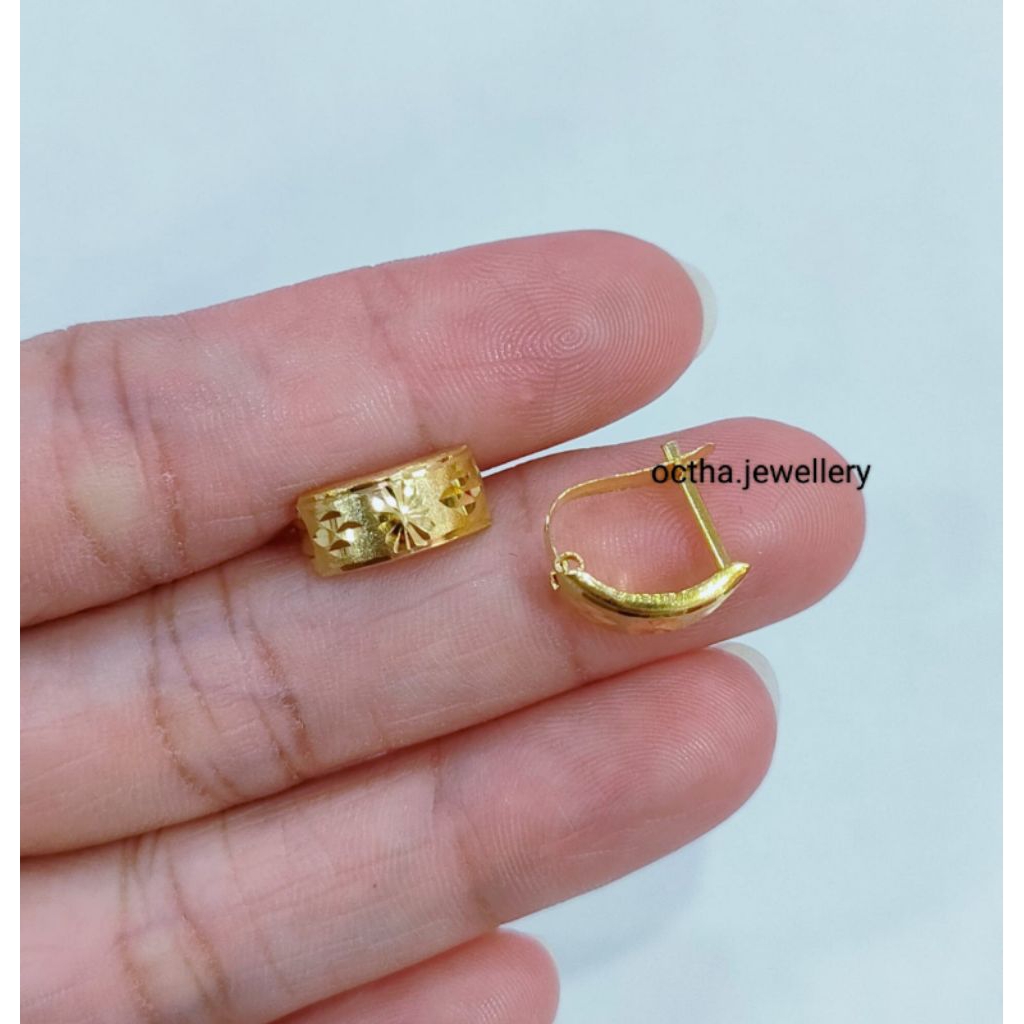 ANTING JEPIT UKIR PERAK ASLI 925 LAPIS EMAS