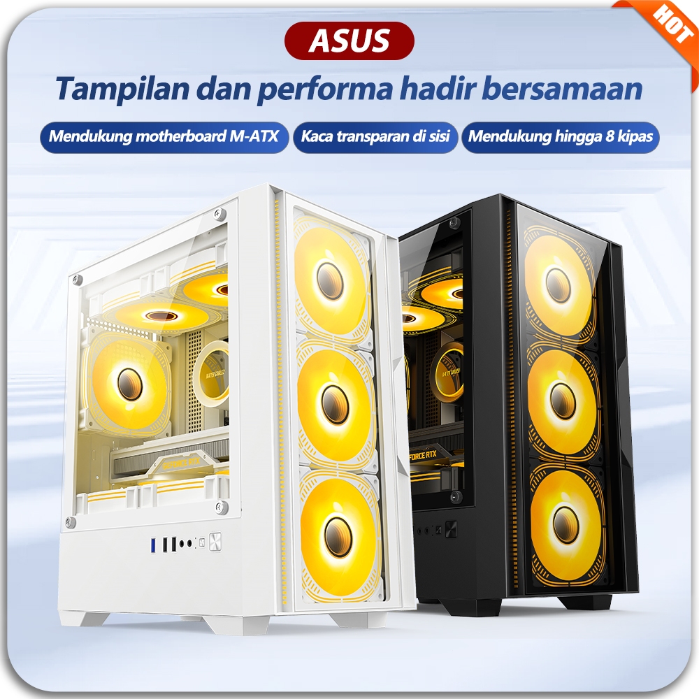 ASUS Casing PC Gaming Mini ITX / Micro ATX dengan Kaca Tempered Glass Garansi 1 Tahun COD Pengiriman