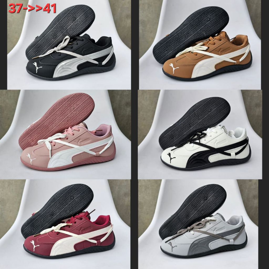 Shoes / Sepatu Pm4 Sp33dc4t Leather Rose Warm Putih Hitam Coklat Maroon Abuabu  Casual Sepatu Shoes 
