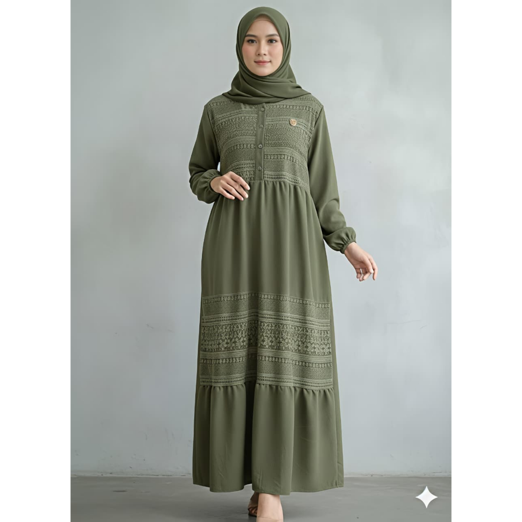 Gamis Malika Crinkle Brukat Busui Jumbo Terbaru