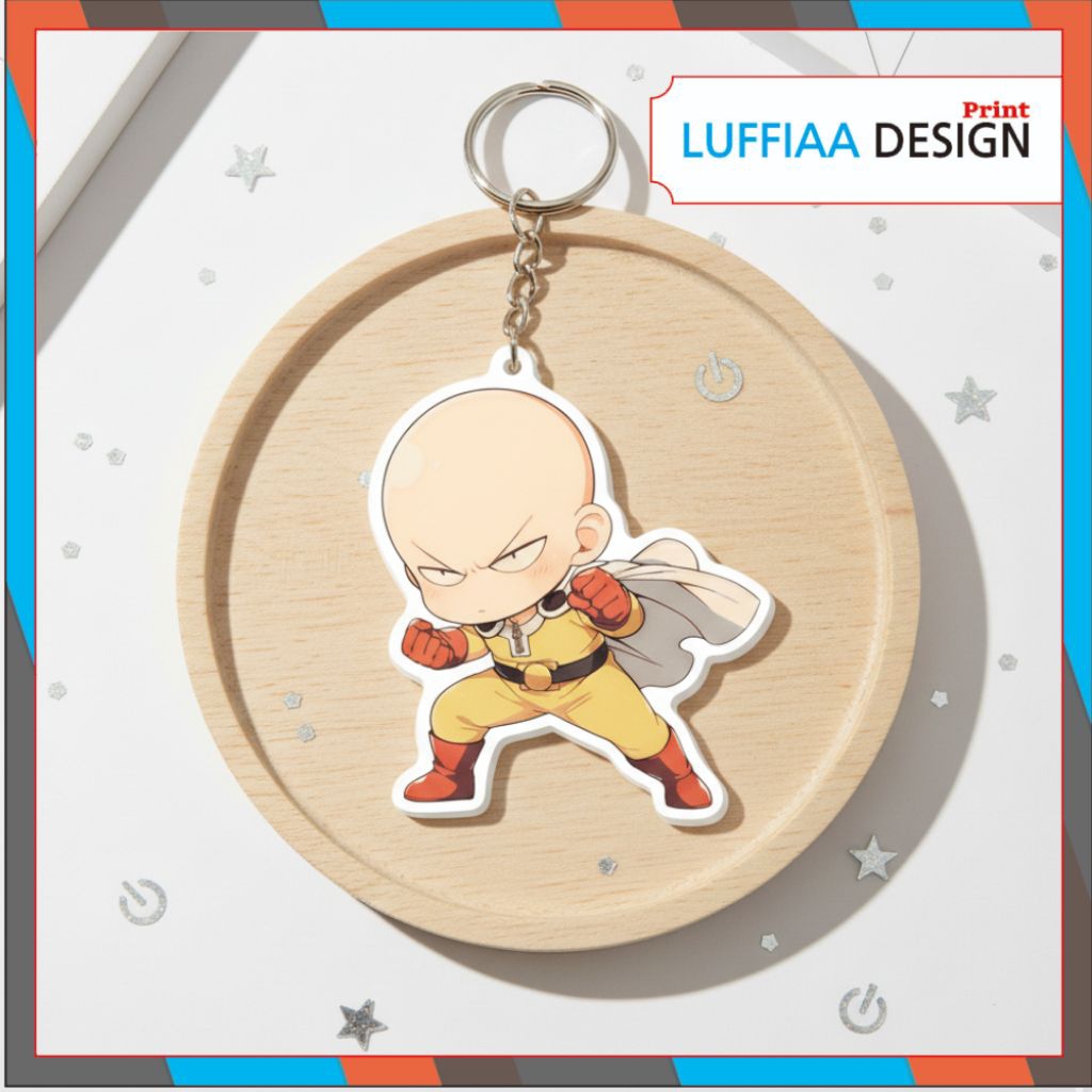 Gantungan kunci akrilik ukir karakter anime One punch man | karakter Saitama | keychain anime, Saita
