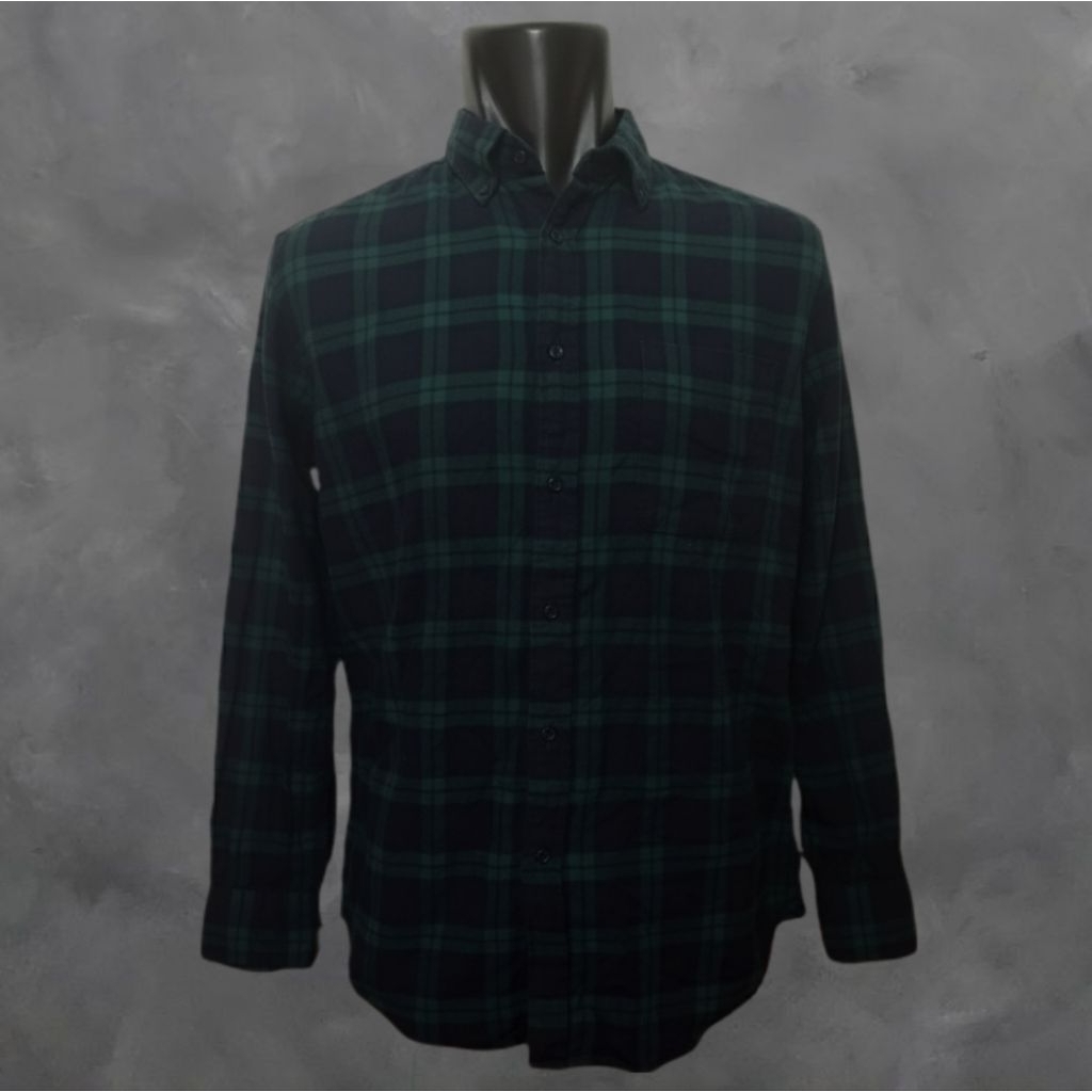 FLANNEL UNIQLO KOTAK NAVY HIJAU [XL]