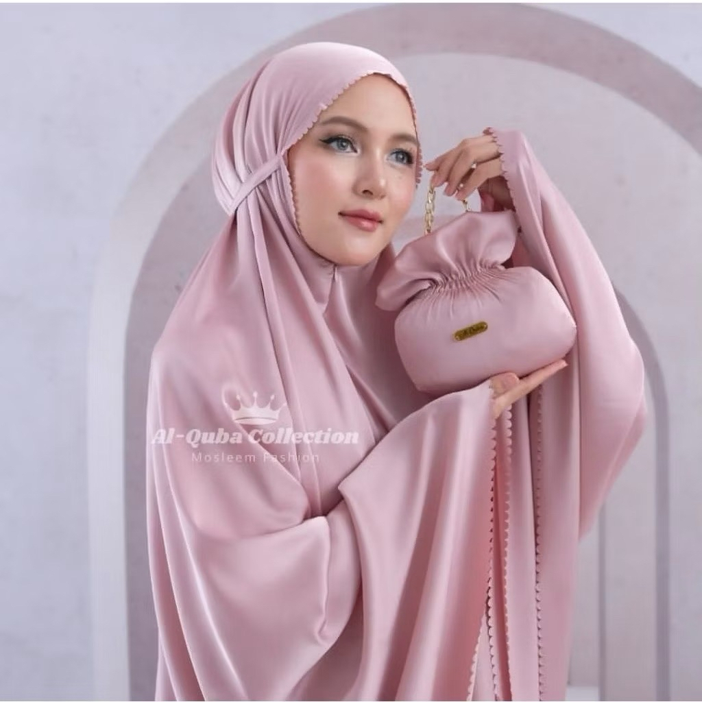 MUKENA AL QUBA TRAVEL ARMANI SILK PREMIUM 2in1 LASER CUT