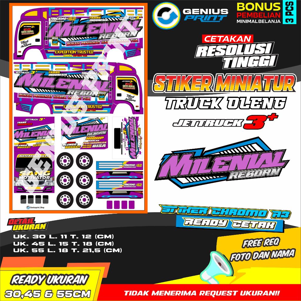 Ampirono_Mriki Stiker Miniatur Truk Oleng Motif Berkah Mandiri Milenial Pejuang Rupiah Kdm Pilot