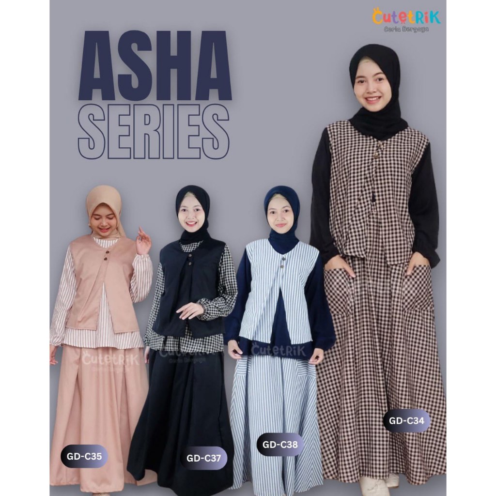 Baju Perempuan Setelan 3in1 Blus Tunik Rompi Set Rok Anak Remaja Dewasa One Set Asha by Cutetrik I G