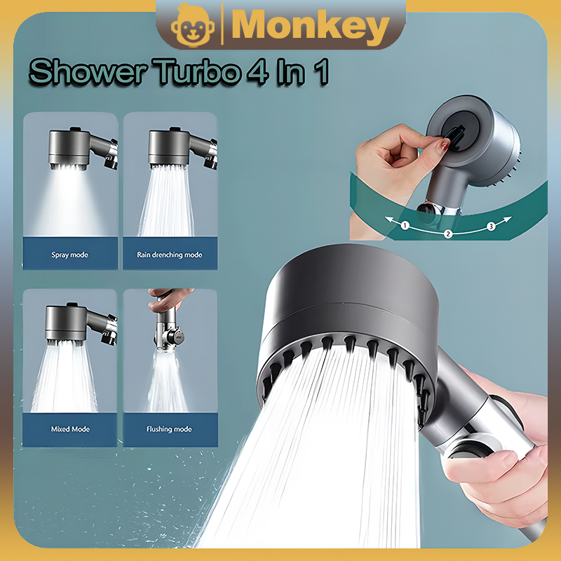 Kepala Shower Turbo Bertekanan Tinggi Shower Adjustable Massage