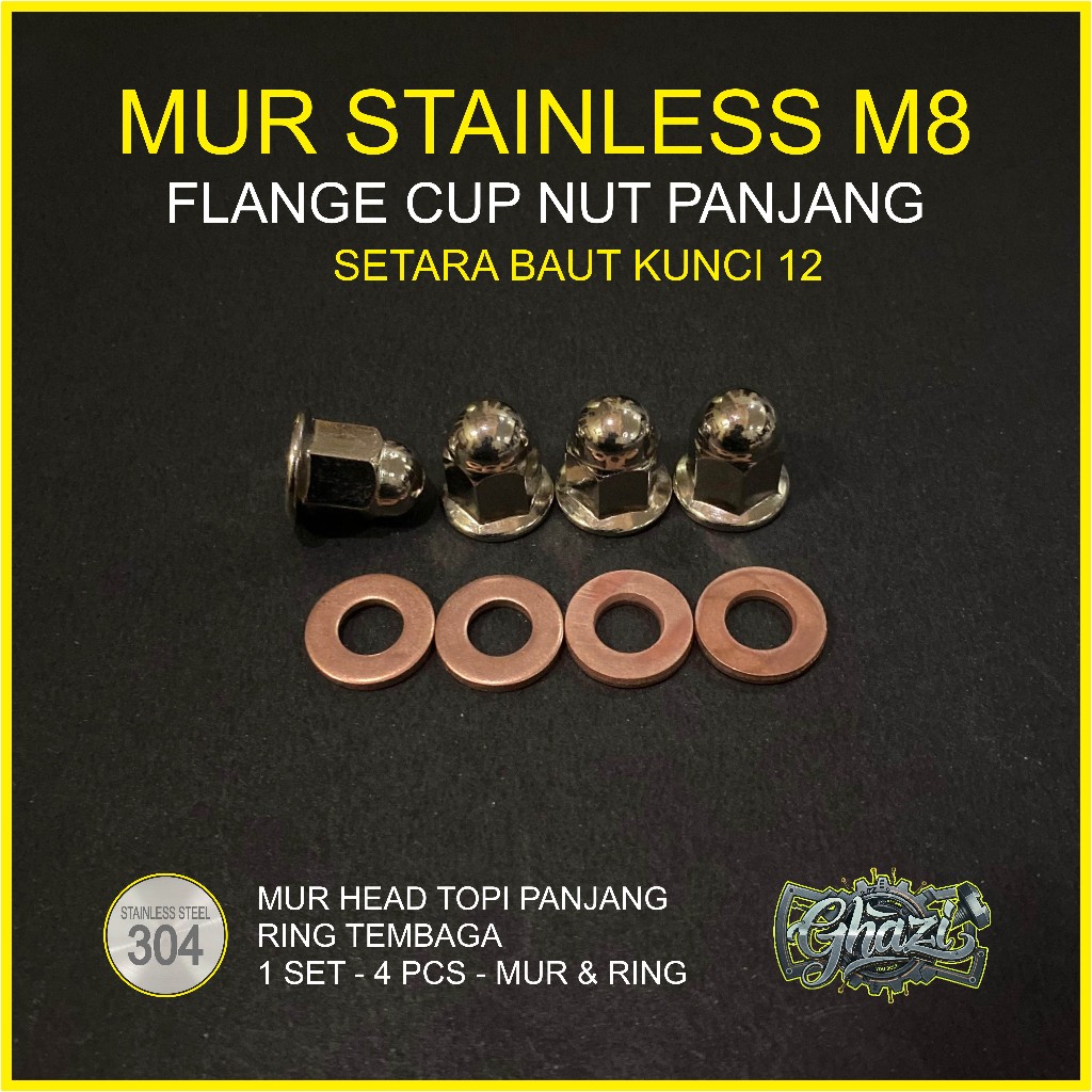 Ghazi Baut Mur Silinder Head Stainless Karisma Supra X 125 Smash Vega R Jupiter Z Anti Karat SS304