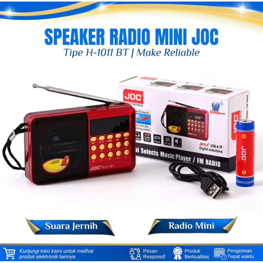 RADIO MINI SPEAKER BLUETOOTH JOC H-1011BT RADIO PORTABLE SPEAKER BLUETOOTH RADIO DIGITAL FM/SD/USB