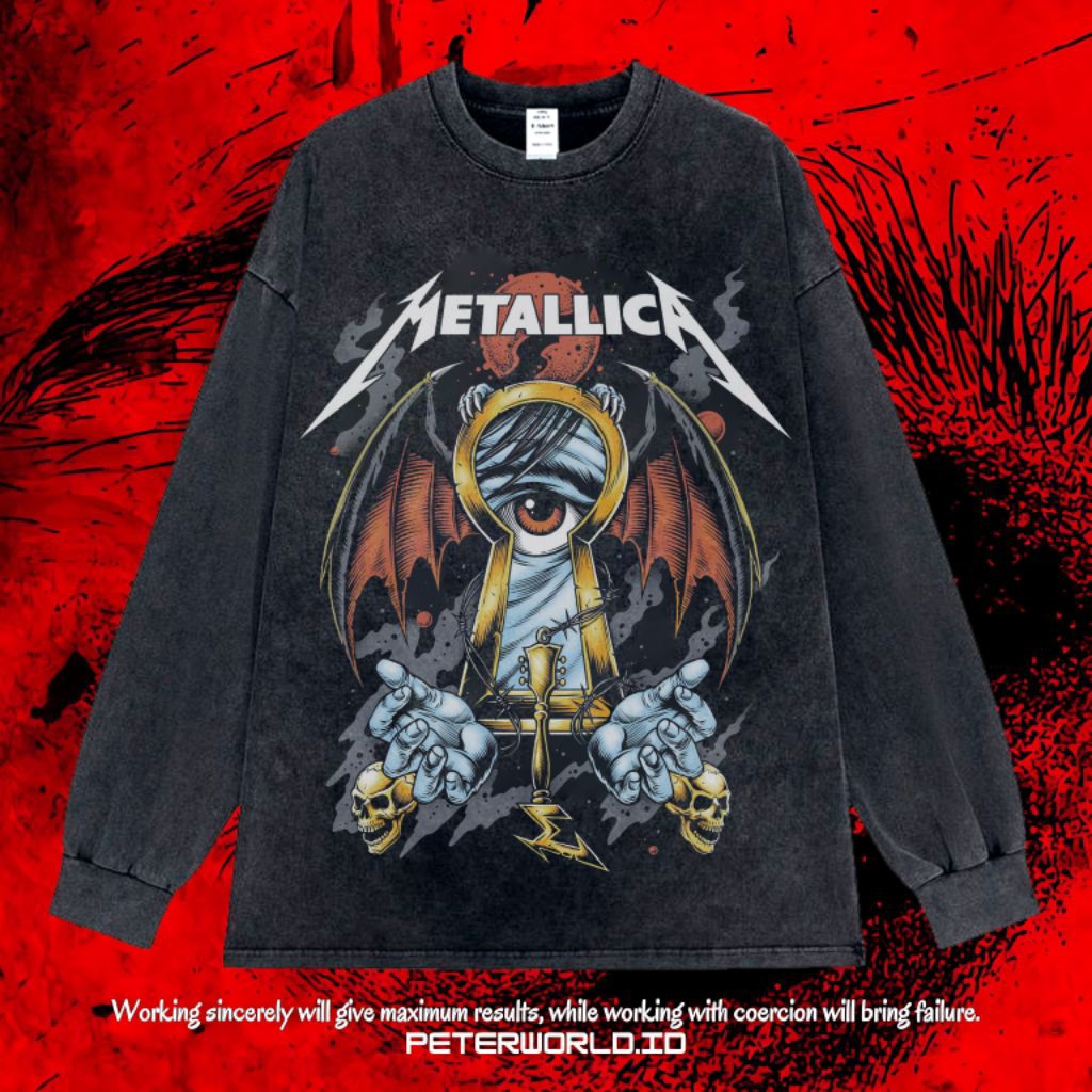 Kaos Band Metallica Long sleeve Oversize Washing Vintage Tee | Kaos Oversized | Kaos Long sleeve | K