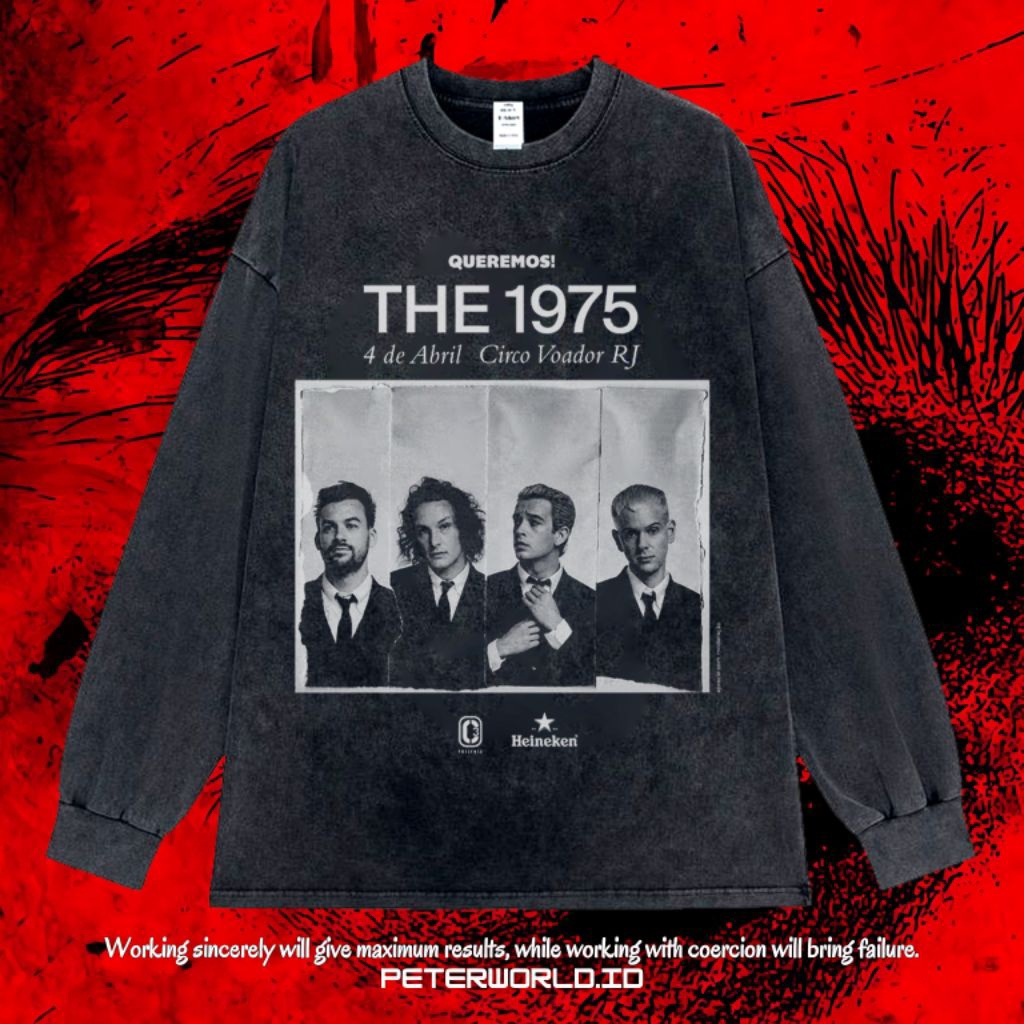 Kaos Band The 1975 Long sleeve Oversize Washing Vintage Tee | Kaos Oversized | Kaos Long sleeve | Ka