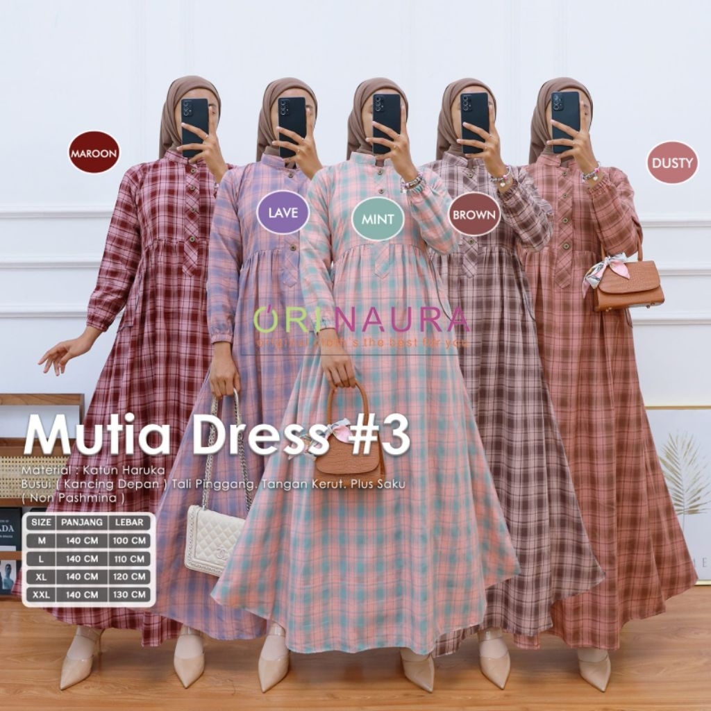 MUTIA#3 DRESS JUMBO LD130 LD120 LD110 LD100 GAMIS KATUN ADEM NYAMAN TIDAK PANAS MOTIF KOTAK-KOTAK TE