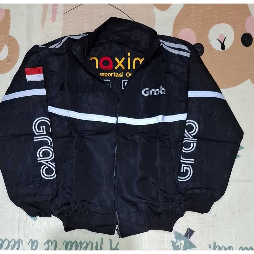 JAKET GRAB HITAM MAXIM HITAM KEREN JAKET BOLAK BALIK