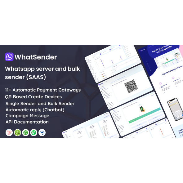 WhatSender - Whatsapp server and bulk sender (SAAS) V5.0 + Midtrans