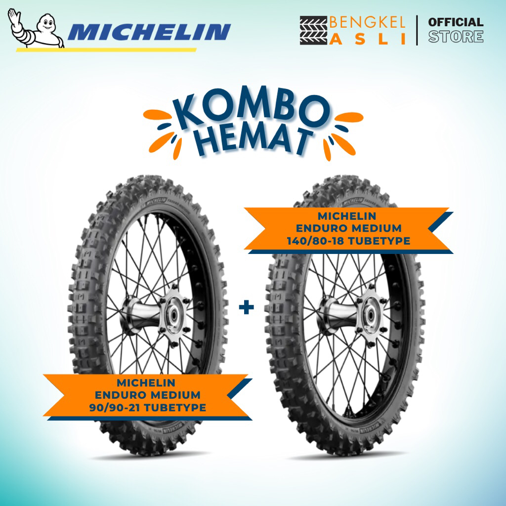 (KOMBO HEMAT 2 BAN TUBETYPE) Ban Motor MICHELIN ENDURO MEDIUM Ring 21 90/90-21 + Ban Motor MICHELIN 