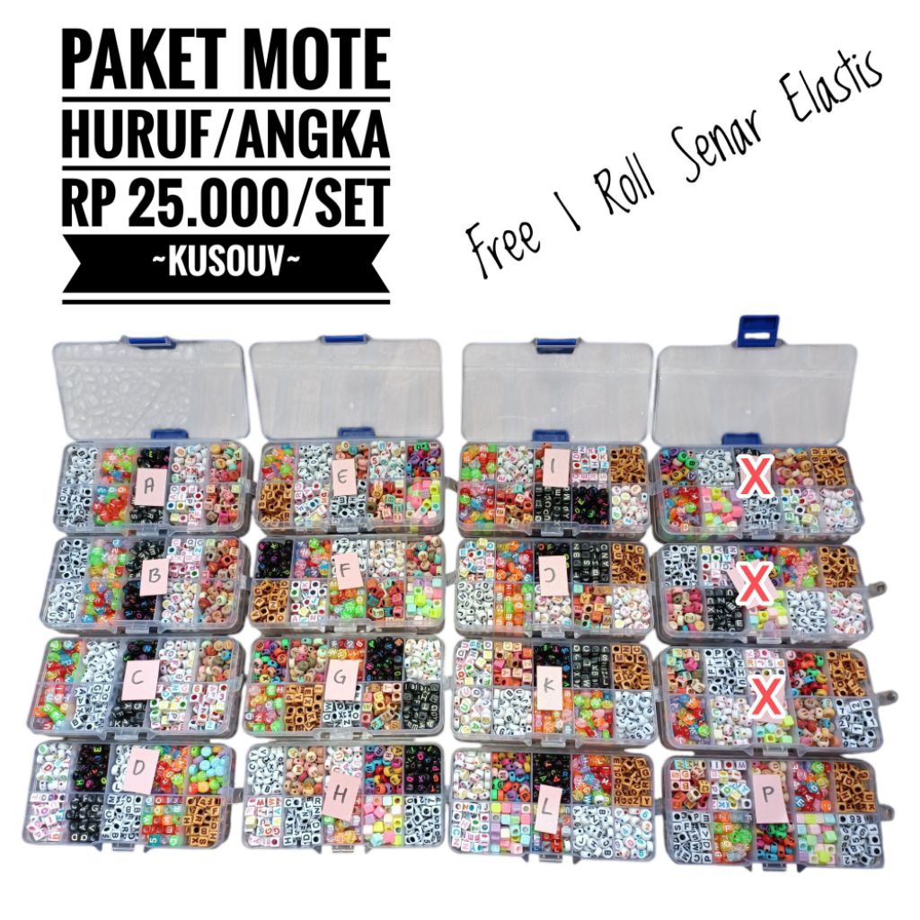 Mote Huruf/Mote Angka/Mote/Manik-Manik/Paket Meronce