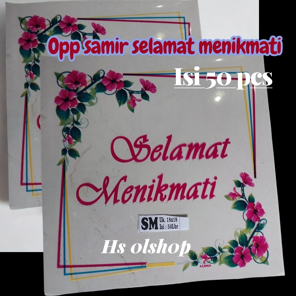 (COD)50 PCS OPP SAMIR SELAMAT MENIKMATI ALBMA UK18X18//LEMEK SELAMAT MENIKMATI ALBMA //TUTUP BESEK S