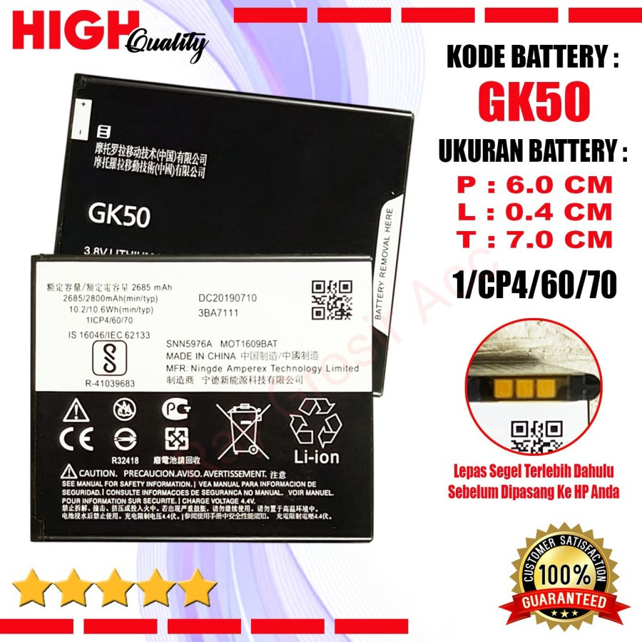 Baterai Original MOTOROLA E3 Power XT1706 Moto C Plus XT1721 GK50 HC60