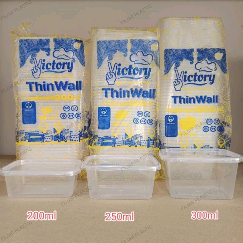 [isi 25pcs] ThinWall Victory UK 200ml 250ml 300ml Kotak Plastik Transparan untuk Penyimpanan Makanan