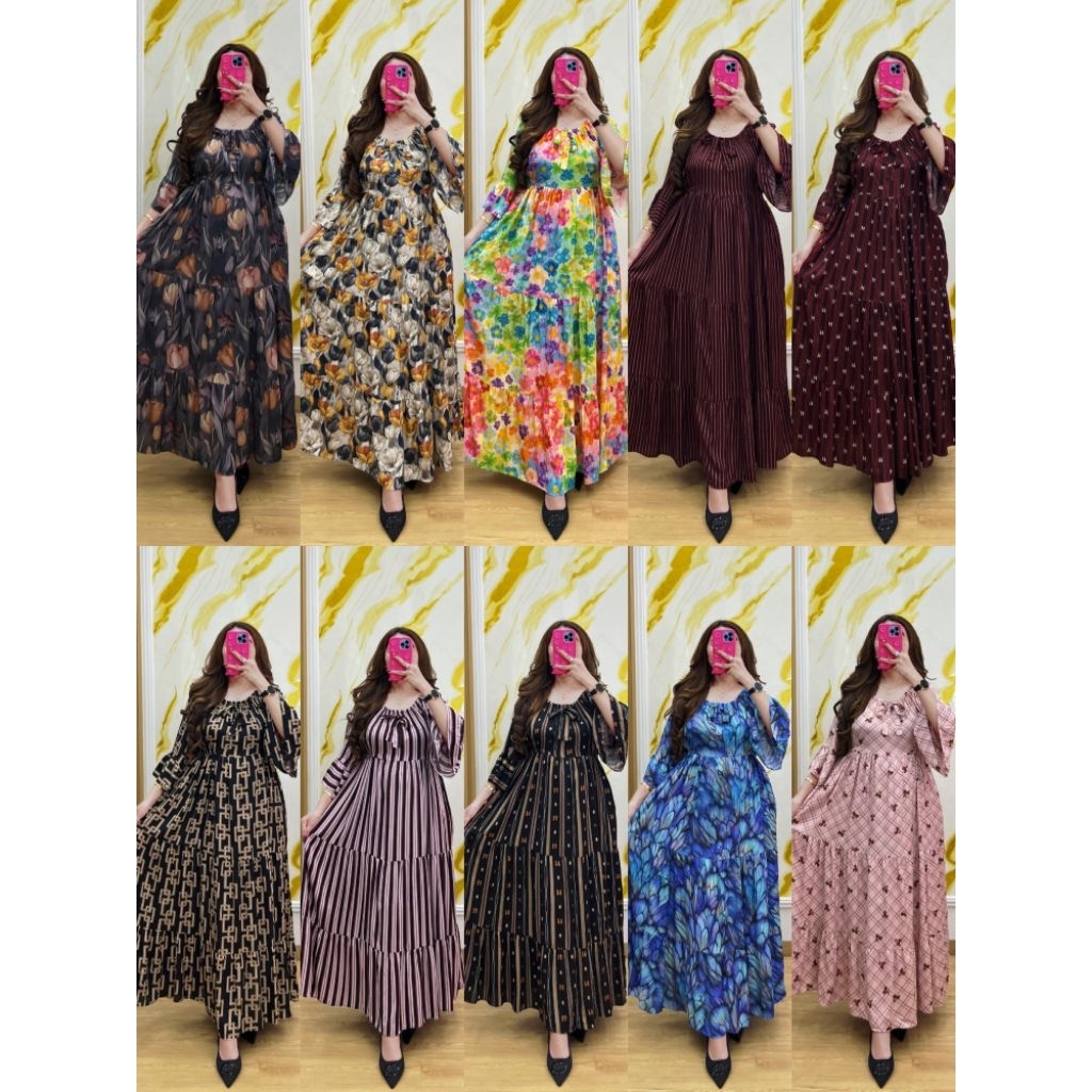 SELINA DRESS MOTIF TERBARU/ DRESS STANDAR-JUMBO /DRESS PINGGANG KARET /DRESS TERBARU BY VN STORE FAS