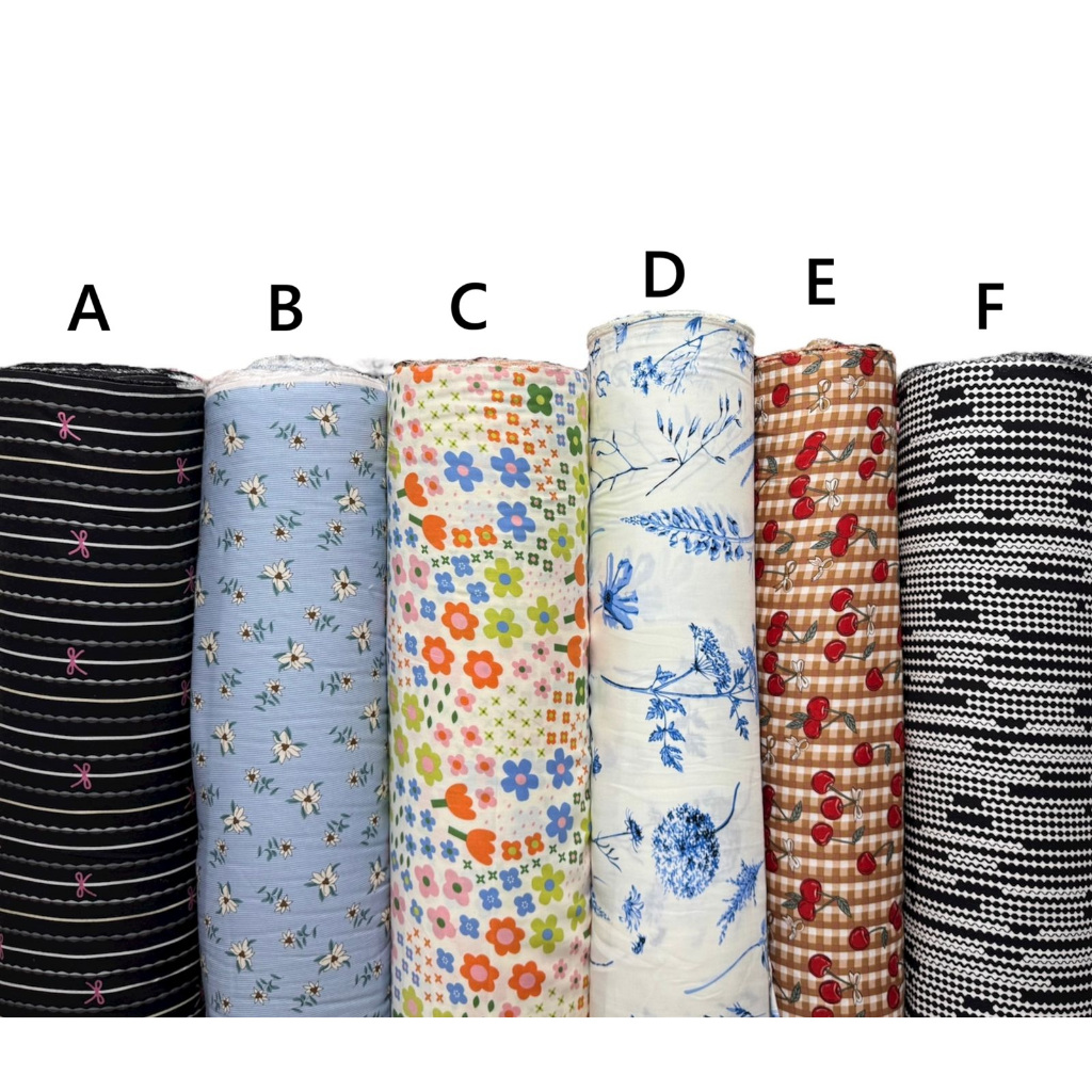 Bahan kain katun rayon viscose premium motif pita hitam abstrak bunga putih best seller