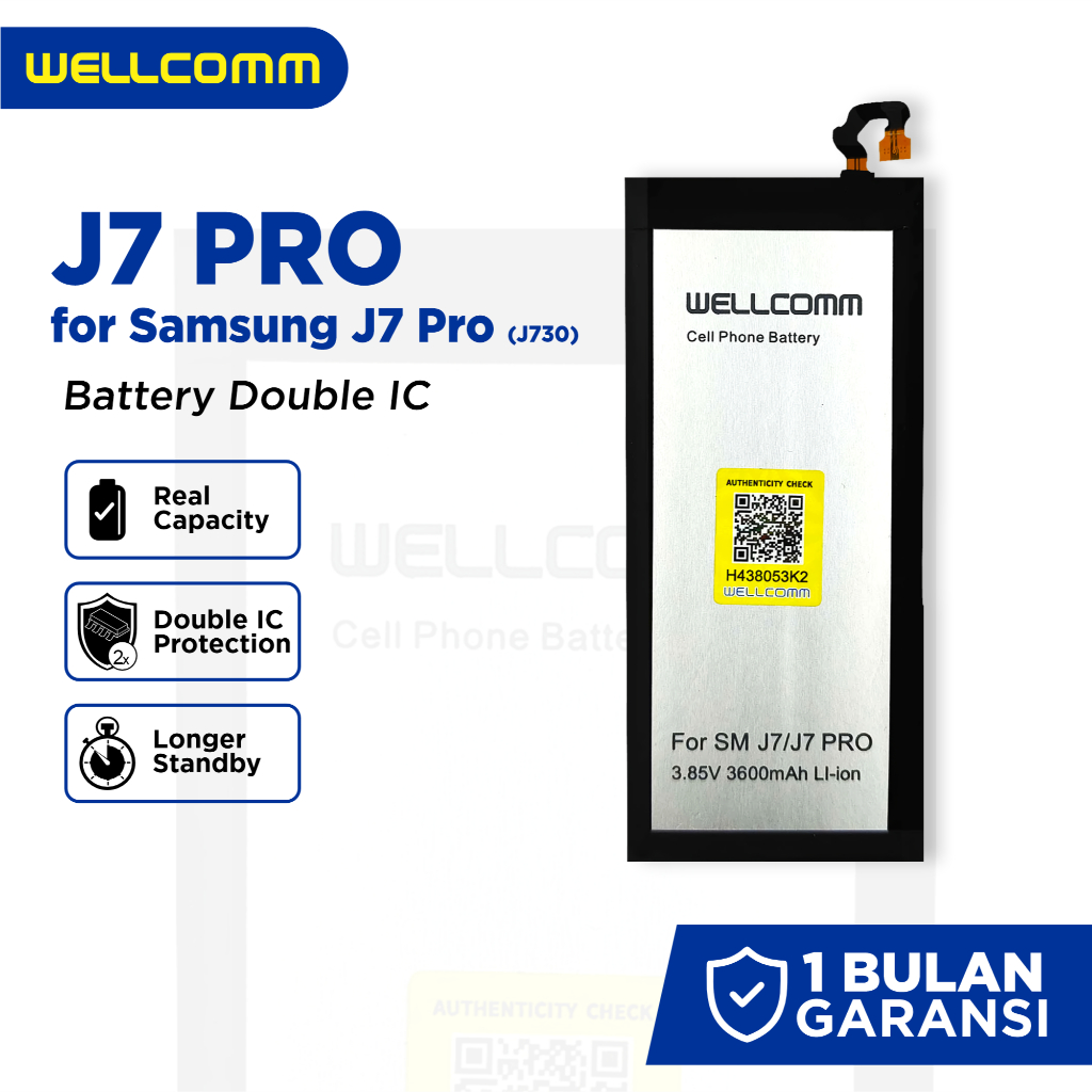 Wellcomm Baterai Samsung J7 J7 Pro Double IC