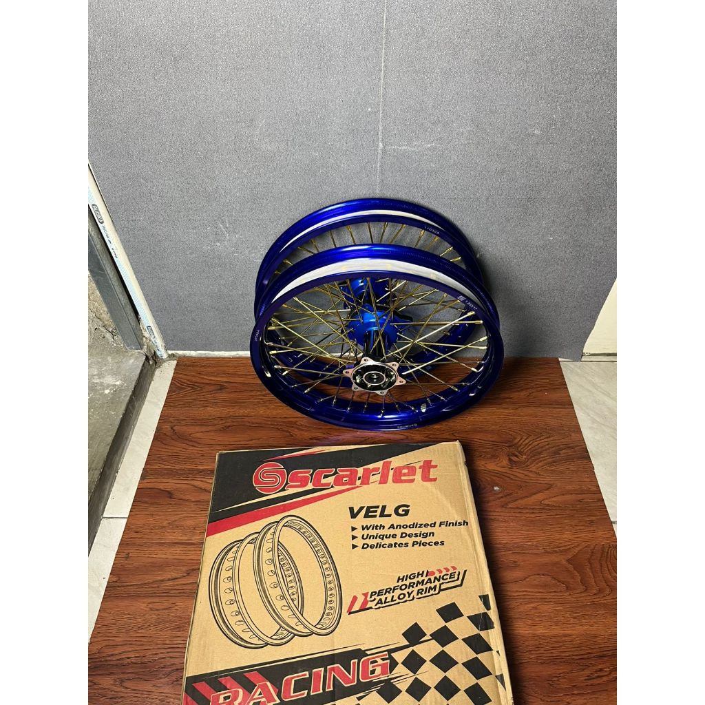 Velg Set Semi Cacing KLX Ukur 160/185 Velg Scarlet ring 17 PNP D-Tracker Tanpa Ban