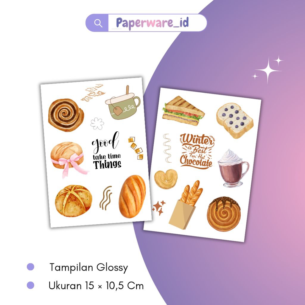 stiker dekorasi tema love bread / sticker diary aesthetic / stiker jurnal aesthetic