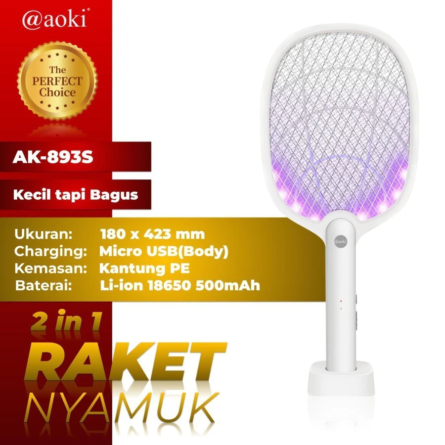 RAKET NYAMUK AOKI AK 893S – Raket Nyamuk Rechargeable dengan Baterai Lithium 18650