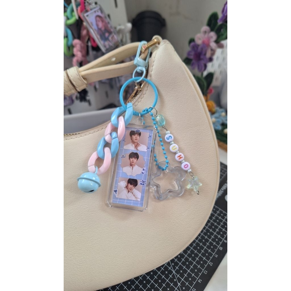 Gantungan Kunci EXO Sehun Do Chanyeol Suho Kai Chen Baekhyun Xiumin Aesthetic Blue Pink Kpop Keychai