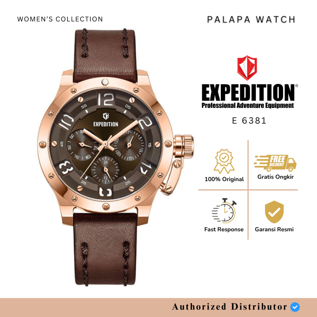 Jam Tangan Wanita Expedition EXP 6381 / e6381 / 6381 Sporty Leather Original