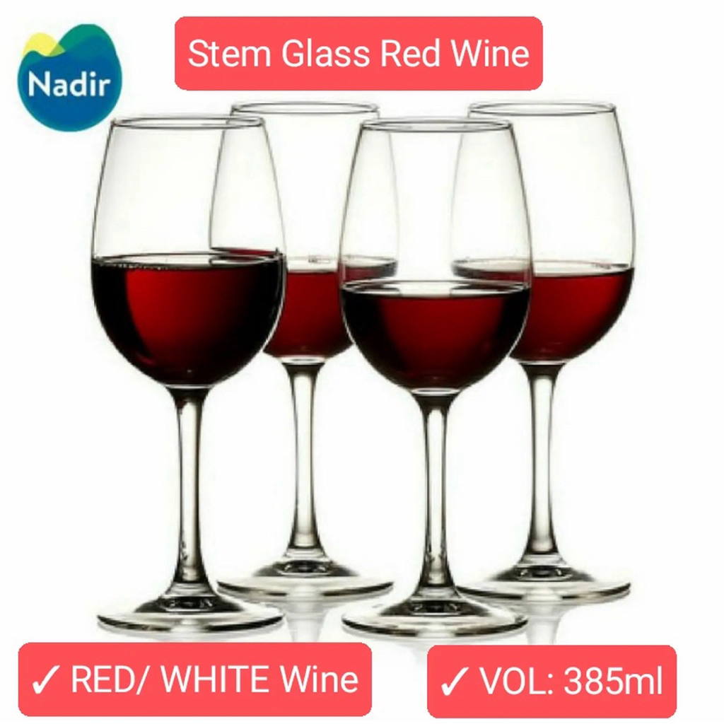 6 Gelas Wine Kaki 38.5 cl NADIR | Stem Wine Glass BARONE 7156