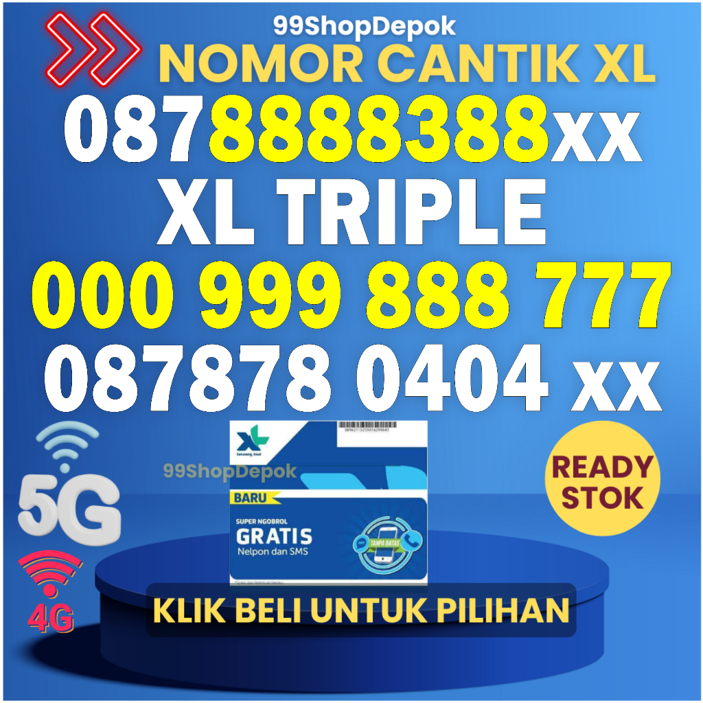 Nomor Cantik XL Kode 55.1 - Kartu Perdana XL 4g 5g MURAH Nomor Cantik XL 8888 9999 000 XL TRIPLE