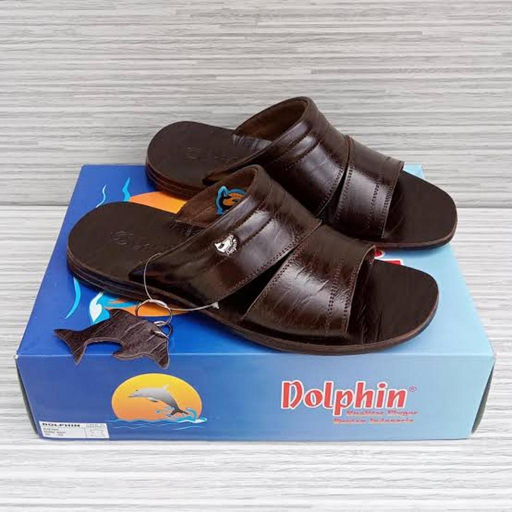 Sandal Dolphin Pria  Kulit Asli 100% Original - Sandal Slide B02 Classic Series Kekinian