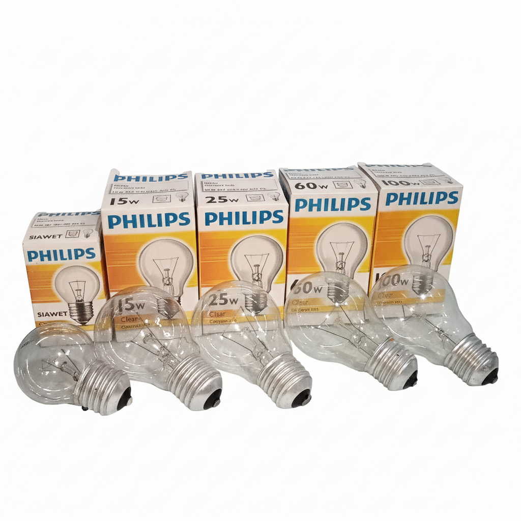 LAMPU BOHLAM PIJAR SIAWET 15W 25W 60W 100W PHILIPS E27 KUNING