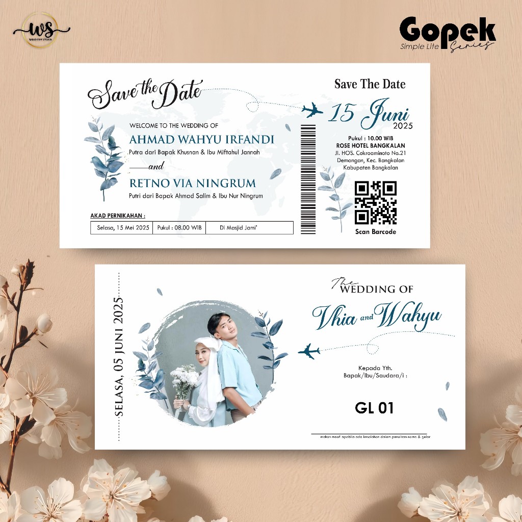 UNDANGAN PERNIKAHAN SIMPLE UNIK - UNDANGAN NIKAH GOPEK LITE FULL COLOUR