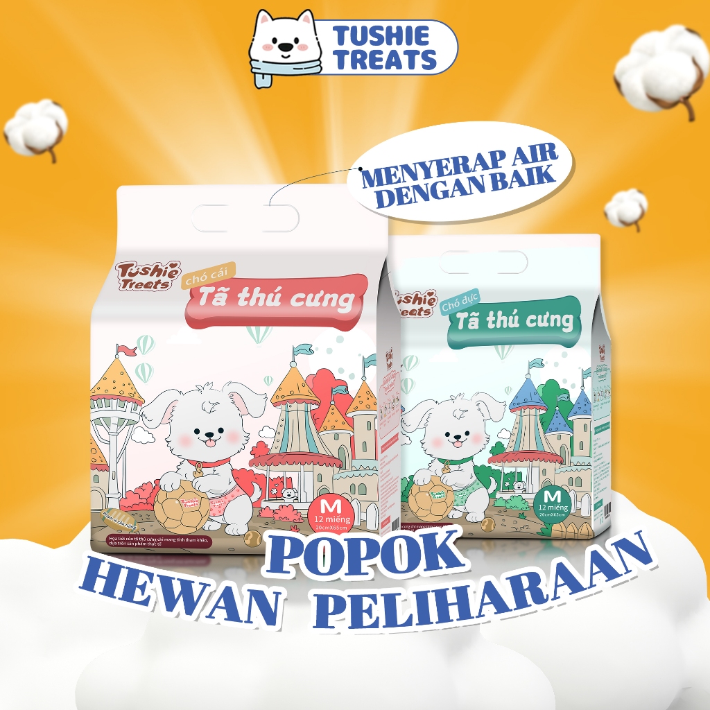 Popok Anjing/Popok Kucing/Popok Hewan/Popok Hewan Sekali Pakai Isi 12 untuk Anjing Jantan dan Betina
