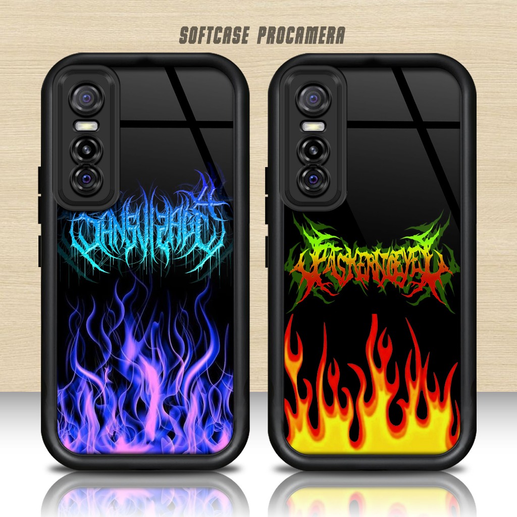 Softcase Glass kaca untuk VIVO Y73S FIRE Casing Handphone Case Procamera