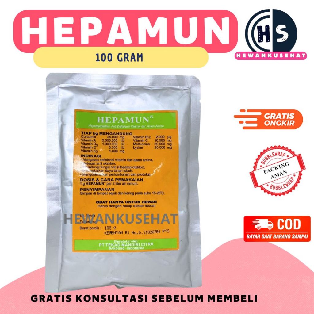 Hepamun 100 gram Hepatoprotektor Anti Defisiensi Vitamin dan Asam Amino Curcuma Unggas TMC