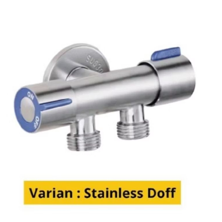 Kran Shower Keran Cabang Double Kran Air 1/2 Inchi Stainless SUS 304